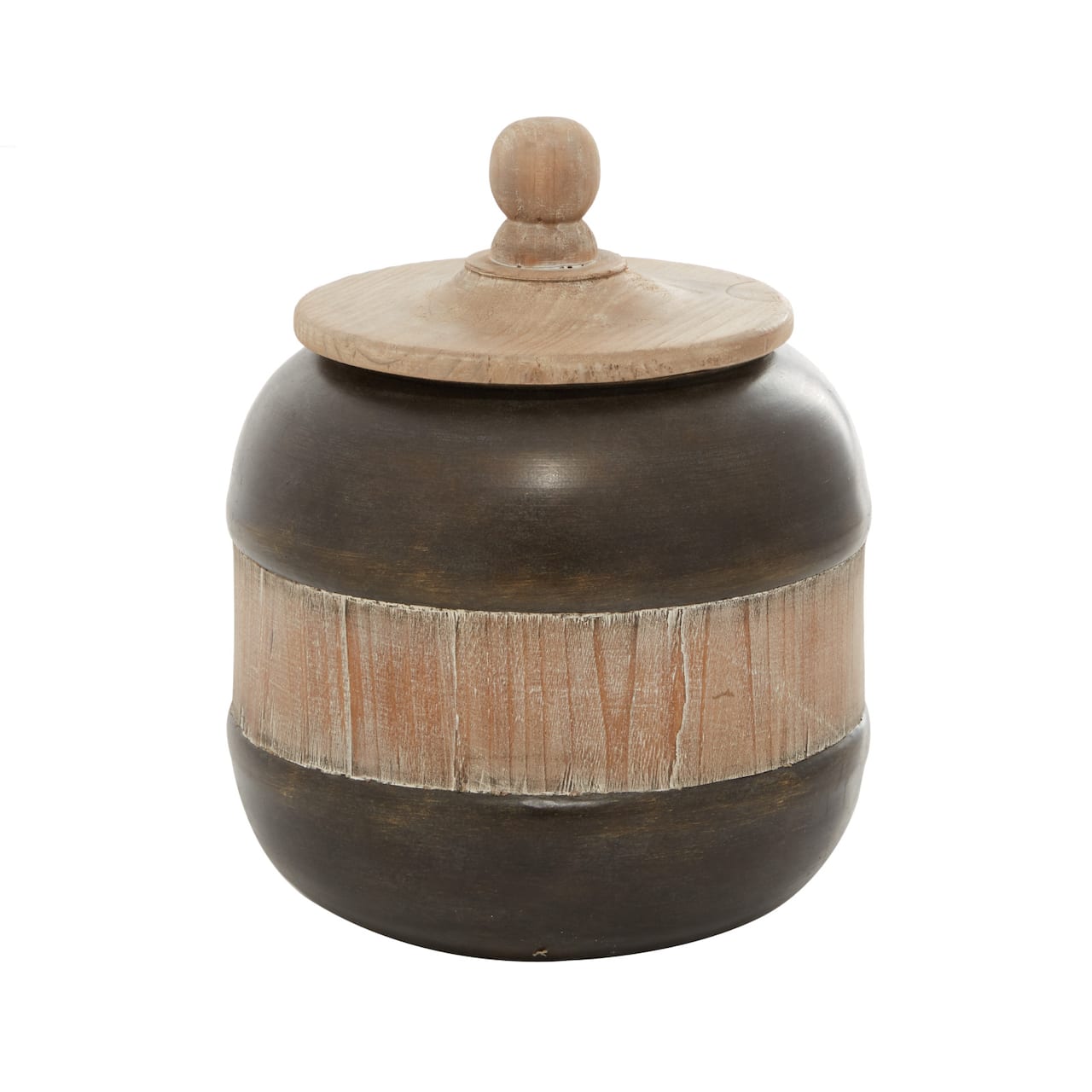 11&#x22; Brown Metal Rustic Decorative Jar